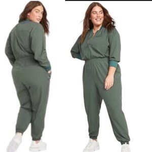 Old Navy Jumpsuit 1 piece Active Green Stretch Tech Long Sleeve 
Plus Size 2X